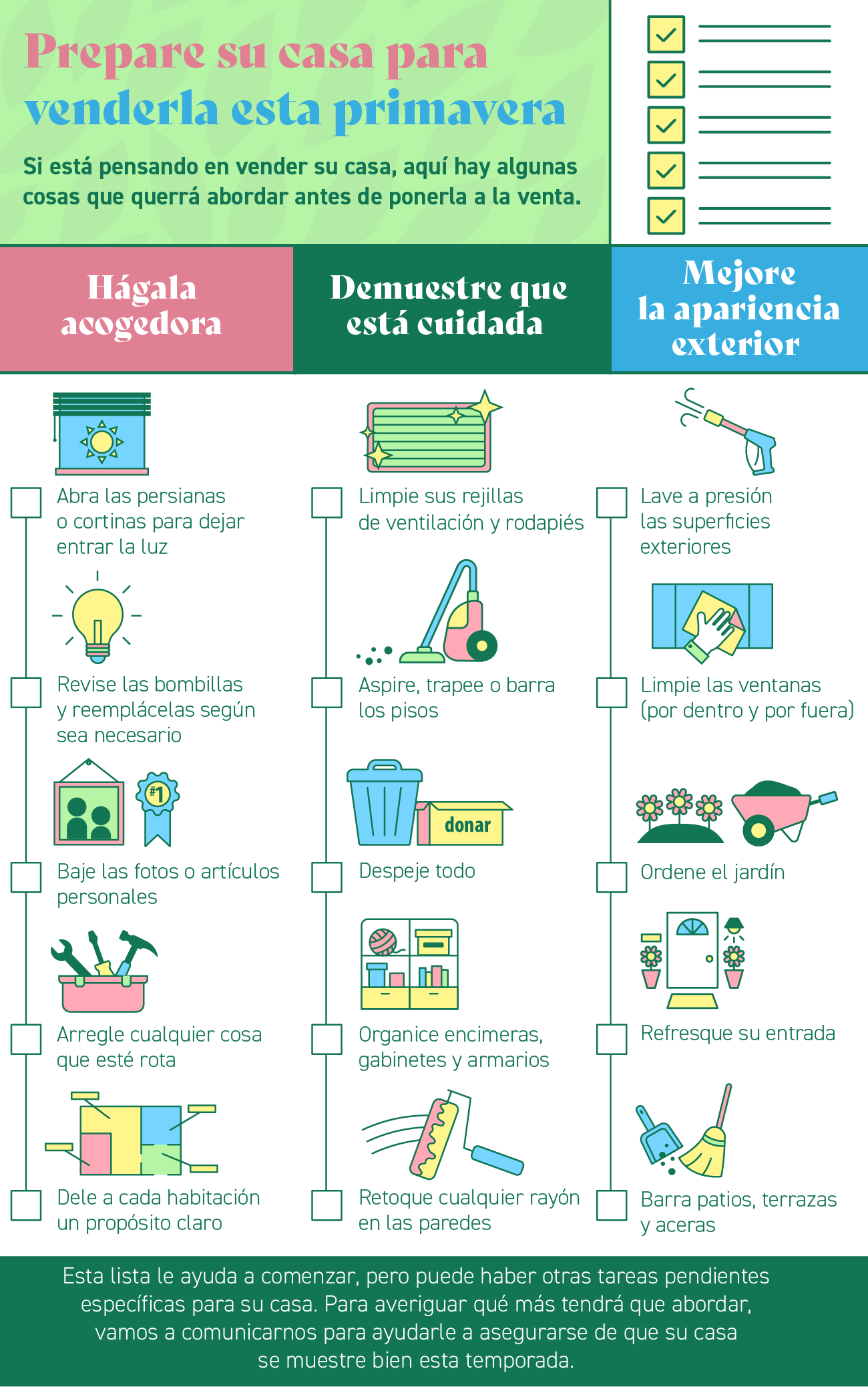 Lista de verificación de limpieza en la primavera para los vendedores [infografía] | Simplifying The Market